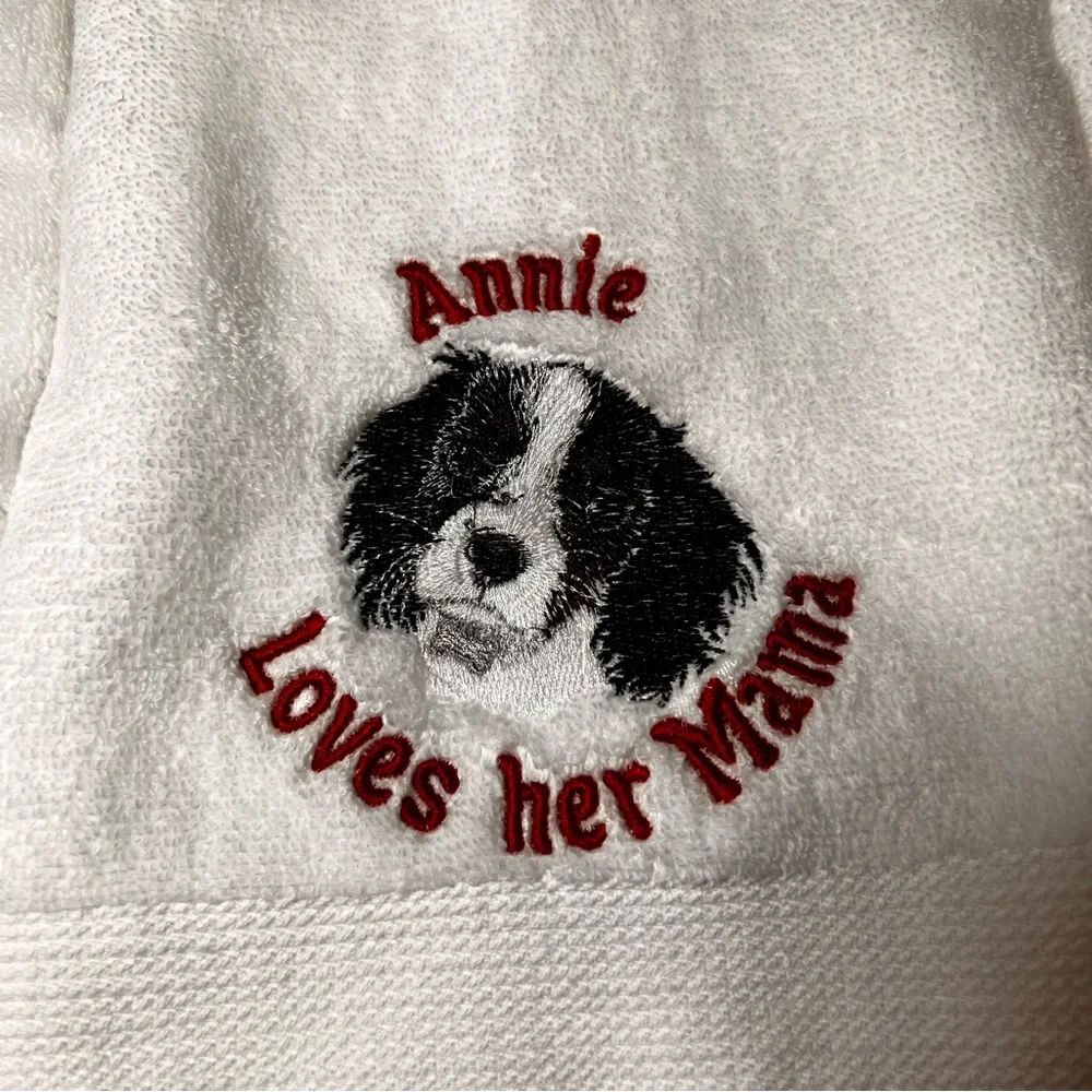 Hand Personalized Embroidered Pet Hand Towel with your Pet’s name. Dog cat fish
